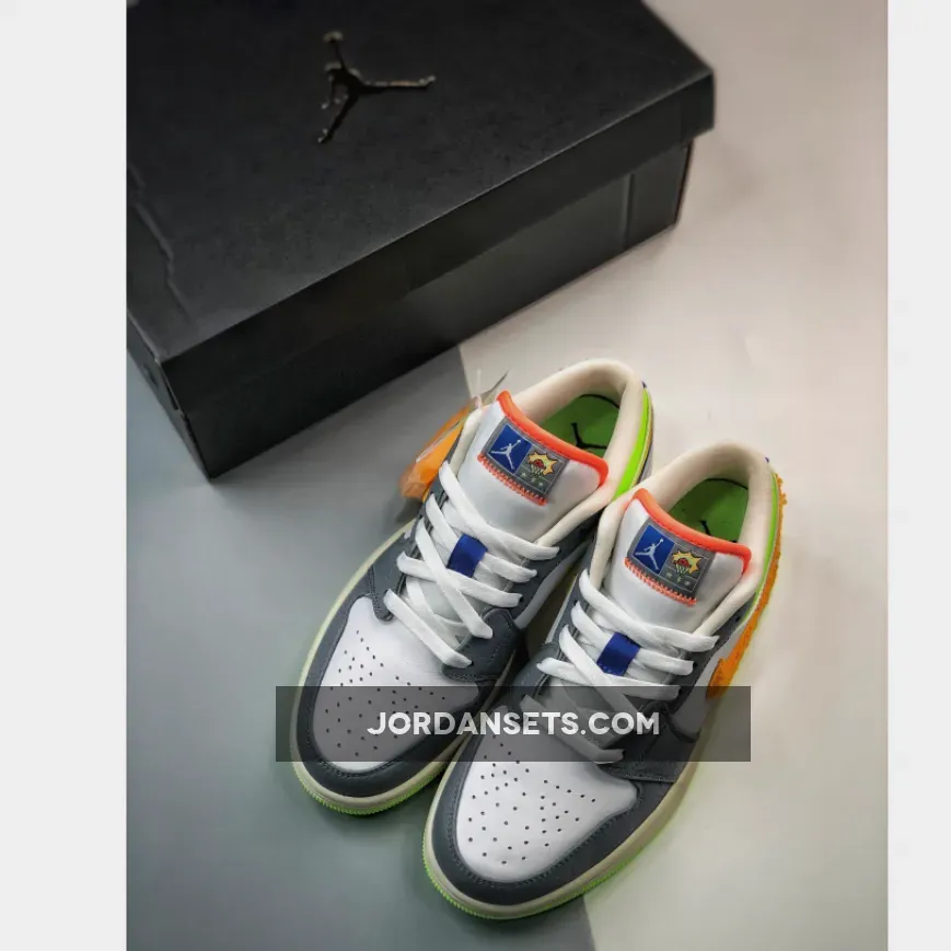 Air Jordan 1 Low GS Hoops Grey Multi FB1835-181 - jordan hoops low