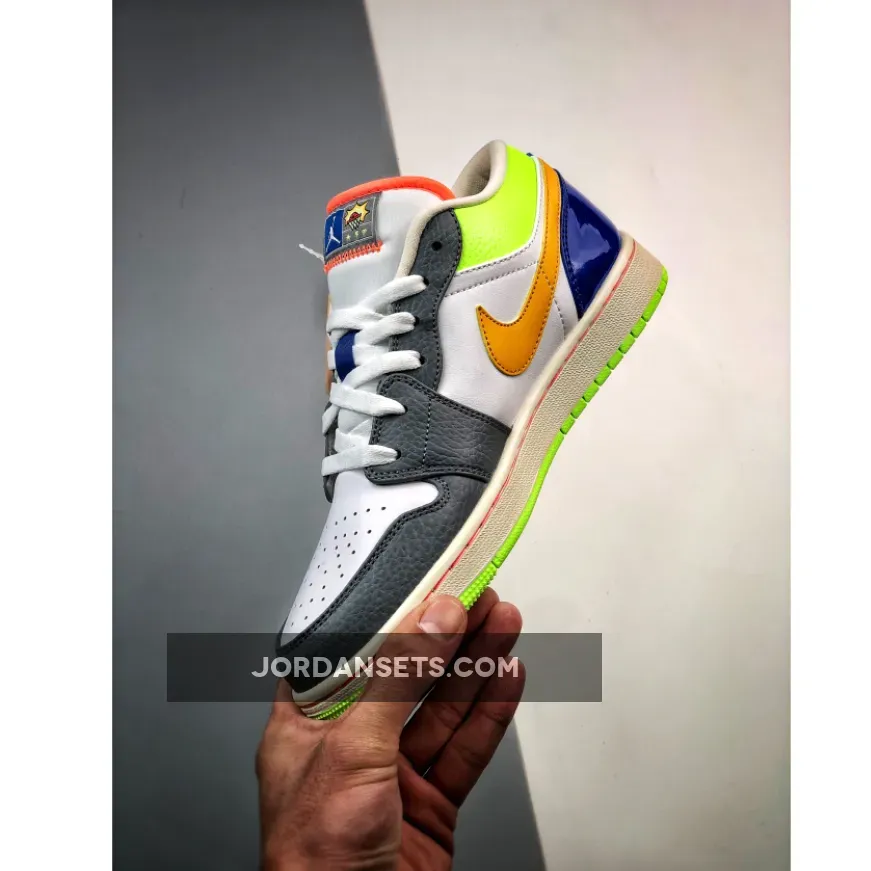 Air Jordan 1 Low GS Hoops Grey Multi FB1835-181 - jordan hoops low
