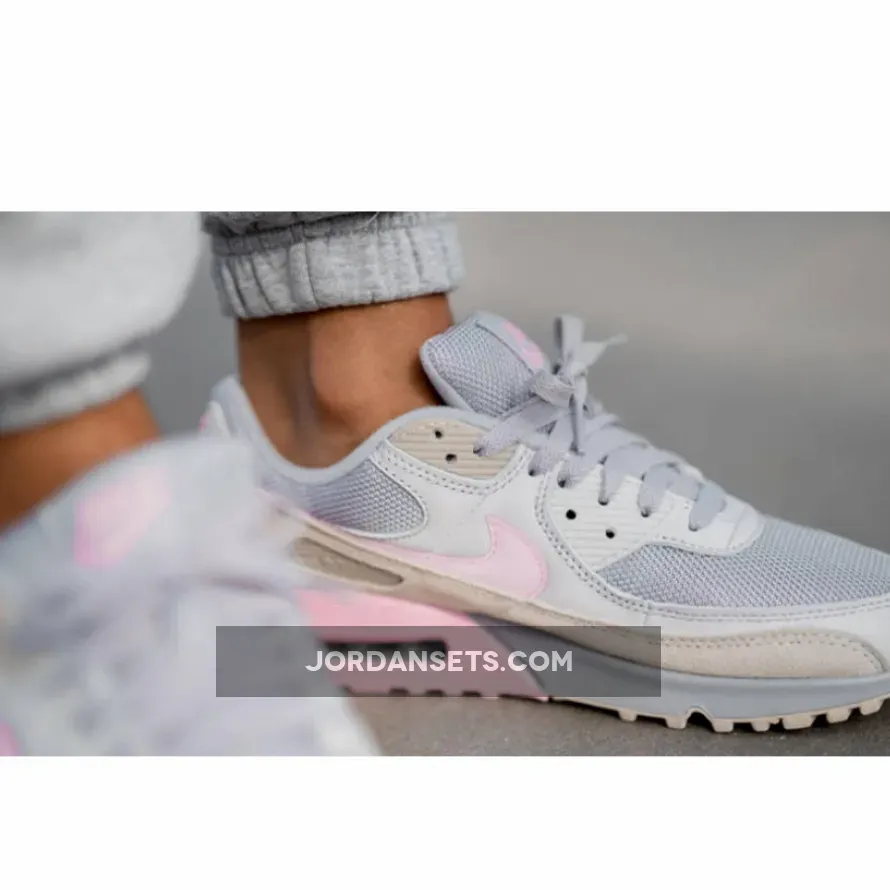 Nike Air Max 90 Vast Grey/Pink-Wolf Grey-String CW7483-001 - air max 90 vast grey pink