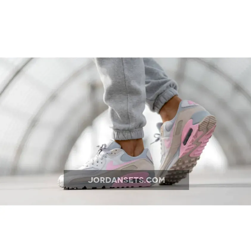 Nike Air Max 90 Vast Grey/Pink-Wolf Grey-String CW7483-001 - air max 90 vast grey pink