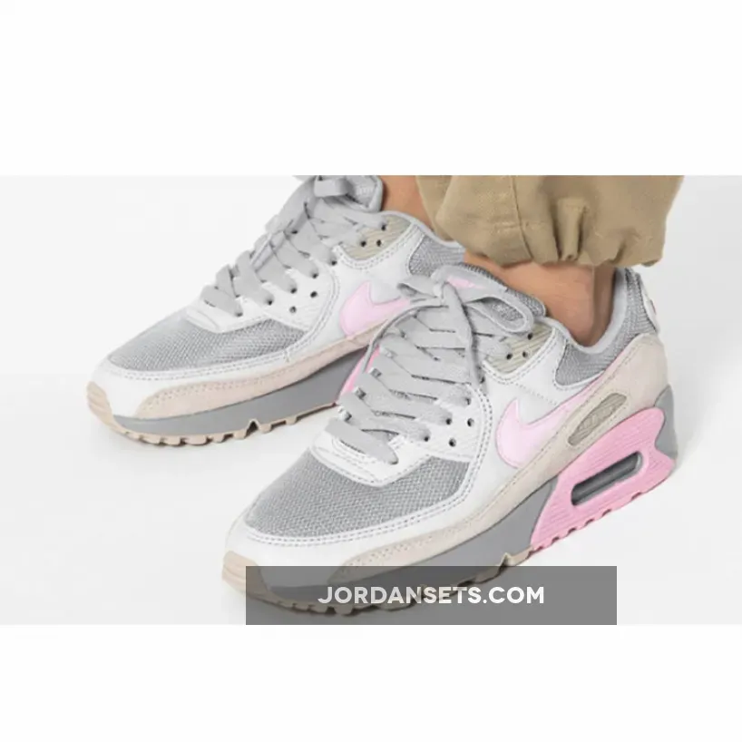 Nike Air Max 90 Vast Grey/Pink-Wolf Grey-String CW7483-001 - air max 90 vast grey pink