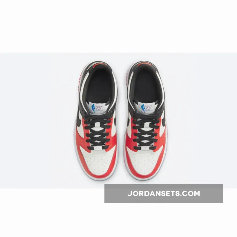 NBA x Nike Dunk Low EMB 'Chicago' Sail/Black-Chile Red / nike dunk chicago emb