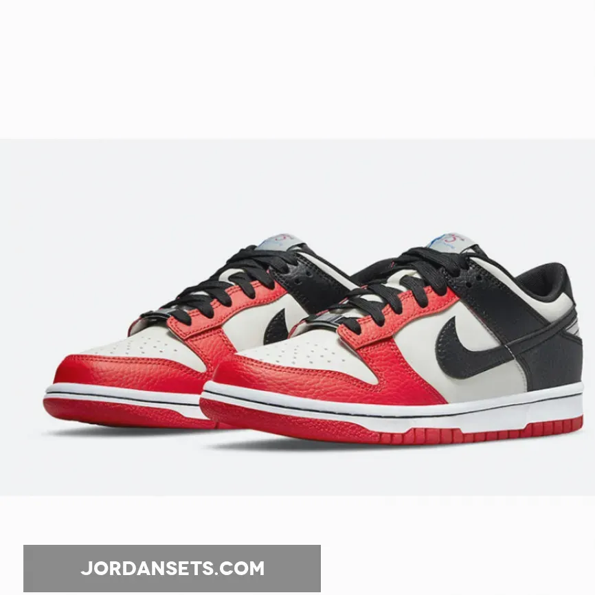 NBA x Nike Dunk Low EMB 'Chicago' Sail/Black-Chile Red / nike dunk chicago emb