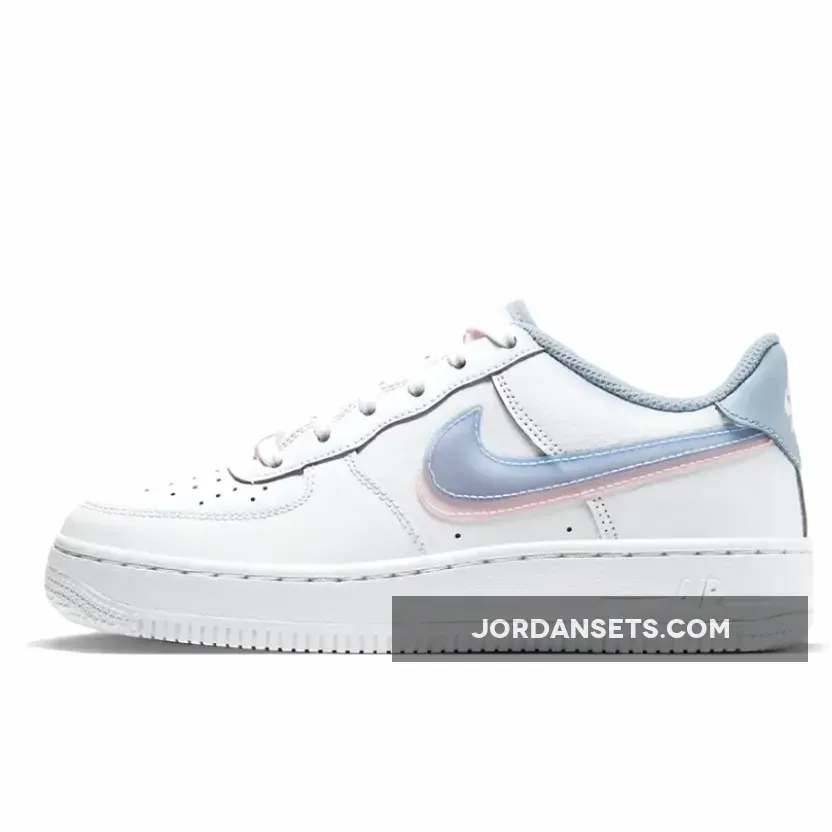 Nike Air Force 1 LV8 GS Double Swoosh White Armory WMNS CW1574-100 #af1 double swoosh blue pink