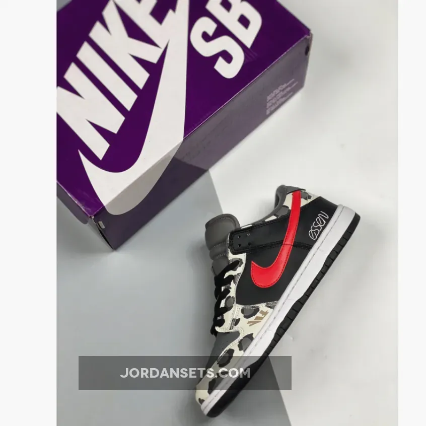 Camo Dunks Sb - Nike SB Dunk Low 'Camo' Black Grey Red White 1680505516