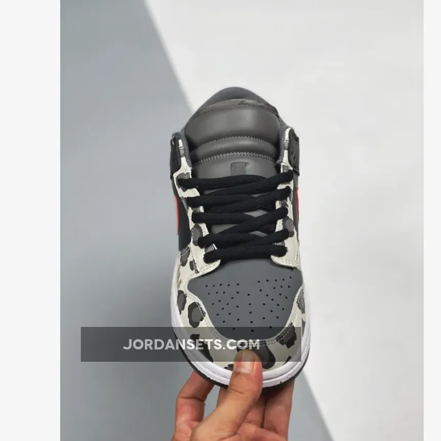 Camo Dunks Sb - Nike SB Dunk Low 'Camo' Black Grey Red White 1680505516