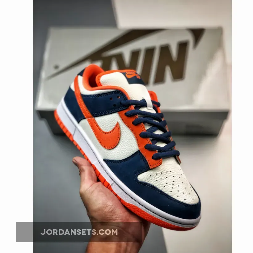 Nike SB Dunk Low Broncos White/Orange Blaze-Midnight Navy - broncos dunks