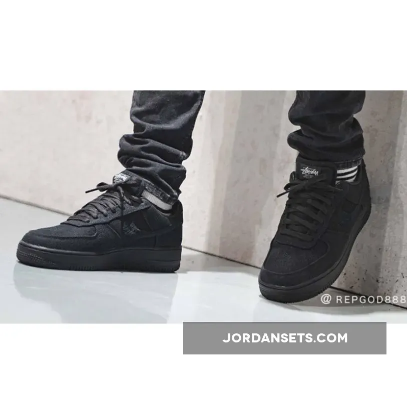 Stussy x Nike Air Force 1 Black CZ9084-001 - nike x stussy af1