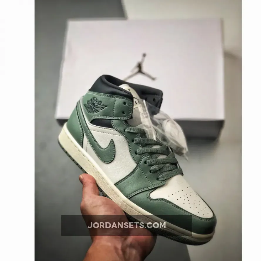 Air Jordan 1 Mid Sail/Anthracite-Jade Smoke