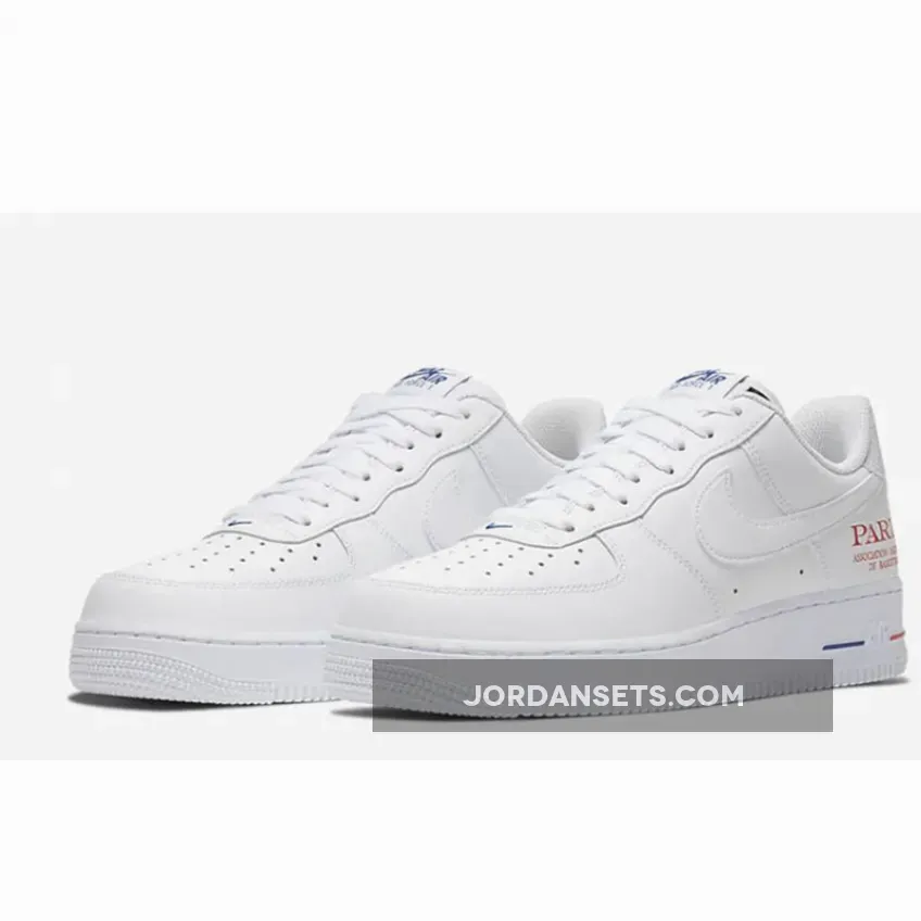 Nike Air Force 1 Low 'NBA Paris' White/University Red-Rush Blue CW2367-100 #air force 1 paris