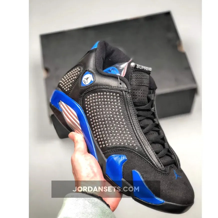 Supreme x Air Jordan 14 Retro Black/Chrome/Varsity Royal | 14 JORDAN
