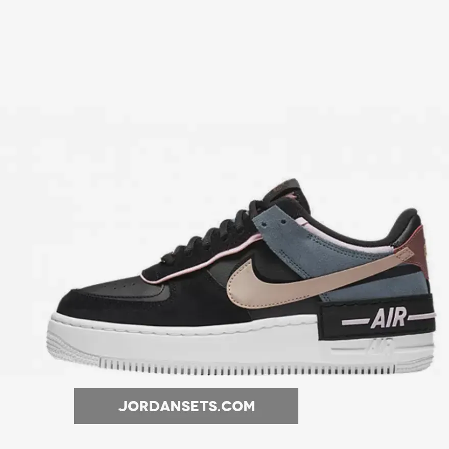 Nike Air Force 1 Shadow Black Metallic Red Bronze For Womens CU5315-001 - pink and black forces