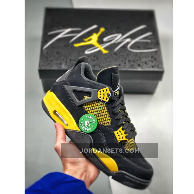 Air Jordan 4 'Thunder 2023' Black/Tour Yellow / jordan retro 4 thunders