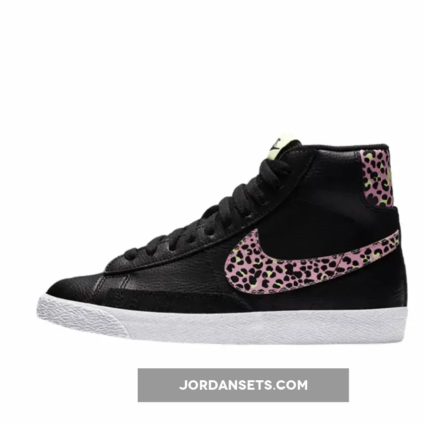 Nike Blazer Mid Black Pink Cheetah For Womens DA4674-001 #cheetah blazers nike