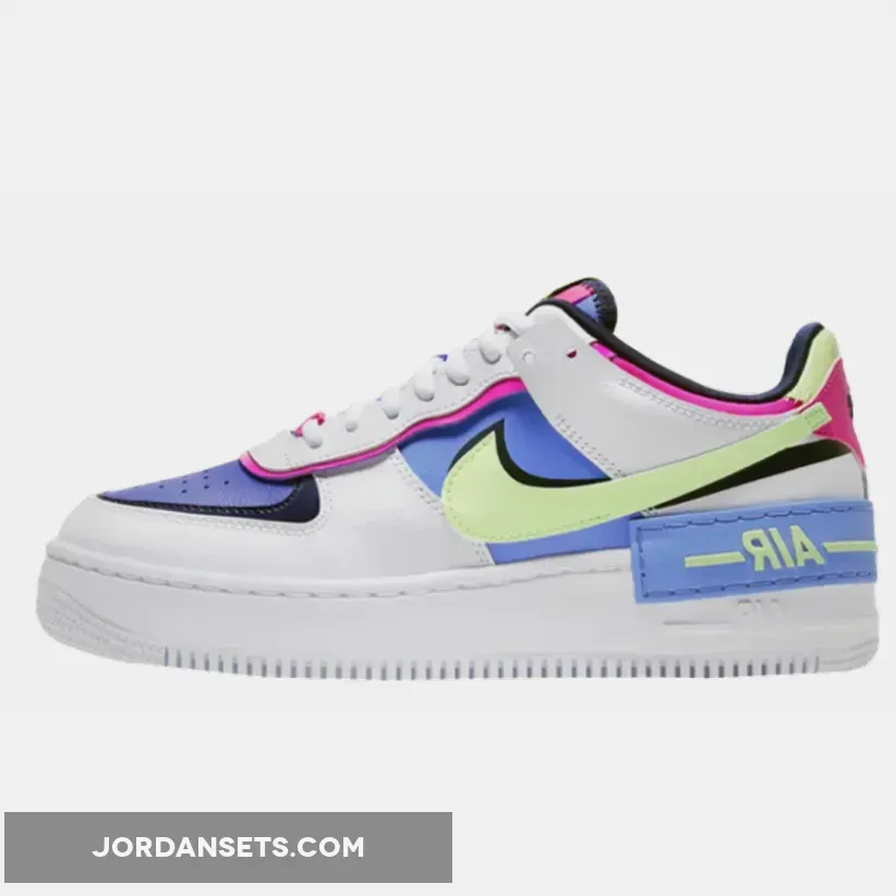 Nike Air Force 1 Shadow White/Barely Volt-Sapphire-Fire Pink - air force 1 white barely volt
