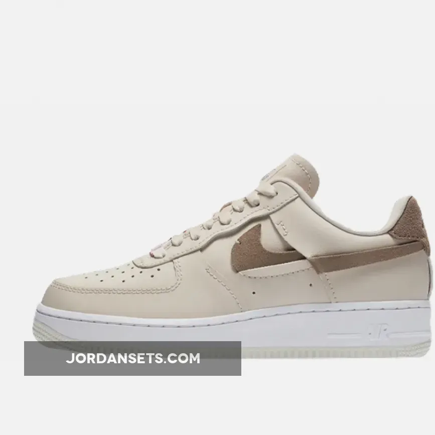 Beige Nike Air Force 1 LXX Vandalised With Pink and Brown Swooshes #nike air force light orewood brown