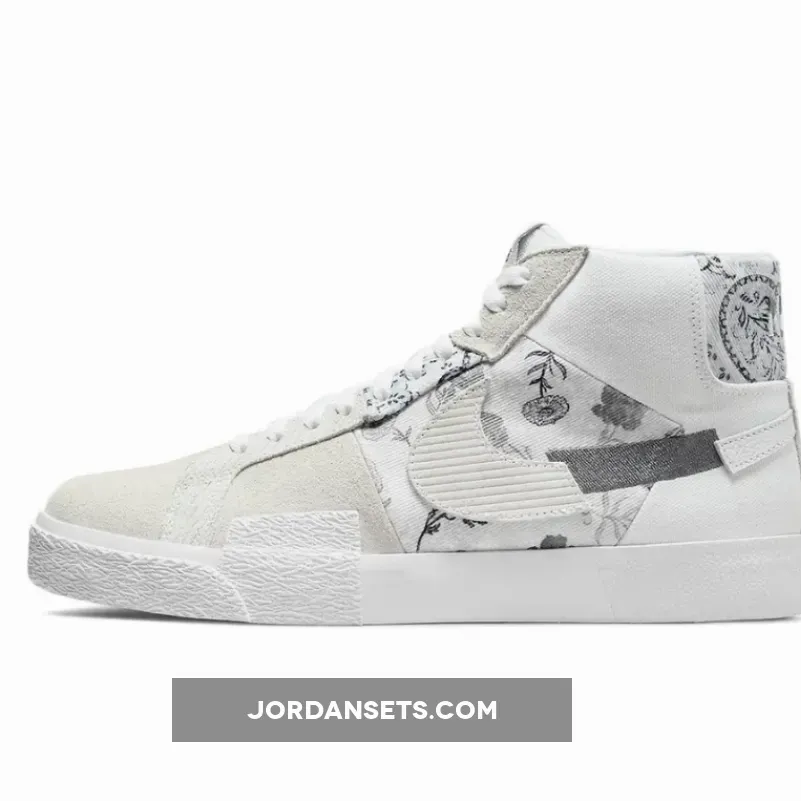 Nike SB Blazer Mid Edge Floral Paisley For Womens DM0859-100 #nike blazer blue with flower