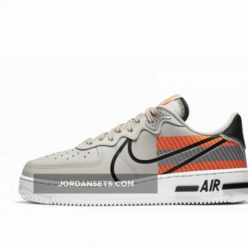 Nike Air Force 1 React 3M Grey Orange CT3316-002 - orange and grey air force 1