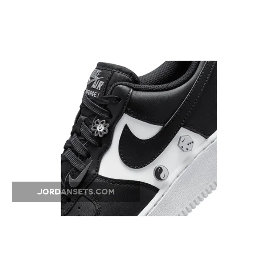 Nike Air Force 1 Low Snap Button Bling White Black DA8571-001 air force snap