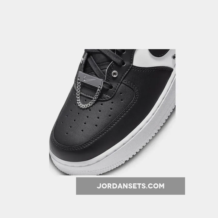 Nike Air Force 1 Low Snap Button Bling White Black DA8571-001 air force snap