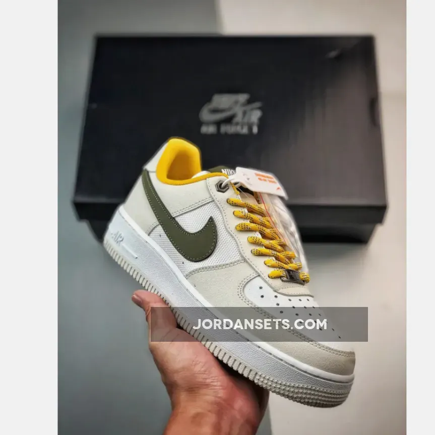 Nike Air Force 1 Low Light Bone/Cargo Khaki-White-Vivid Sulfur FV3628-031
