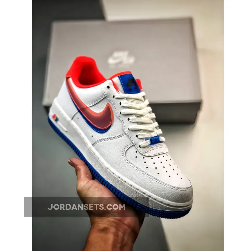 Nike Air Force 1 Low White/Photo Blue/University Gold/Bright Crimson / air force one double swoosh