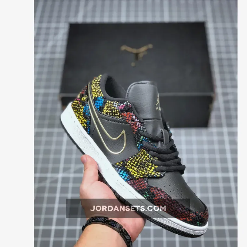 Air Jordan 1 Low 'BHM' Multicolor Snakeskin CW5580-001 Online Sale