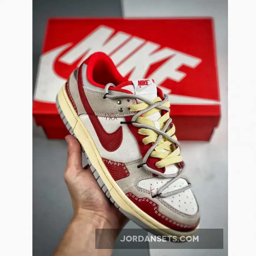 Nike Dunk Low Suede Grey Red White For Sale