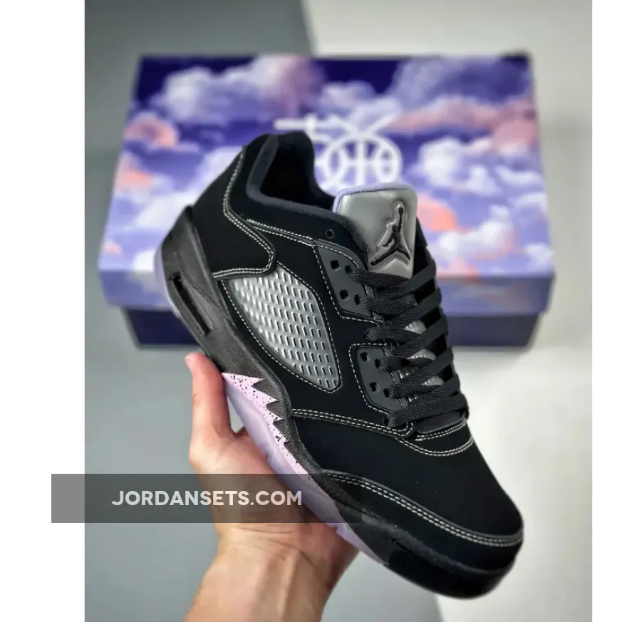 Air Jordan 5 Low 'Dongdan' Black/White-Lilac Ice-Pink Rise / Retro 5 Dongdan