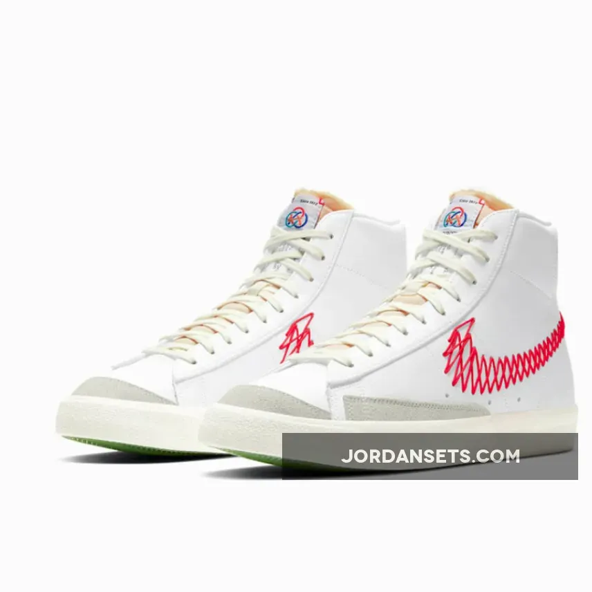 Nike Blazer Mid 77 Vintage Stitch White Bright Crimson nike blazer mid 77 vintage zig zag