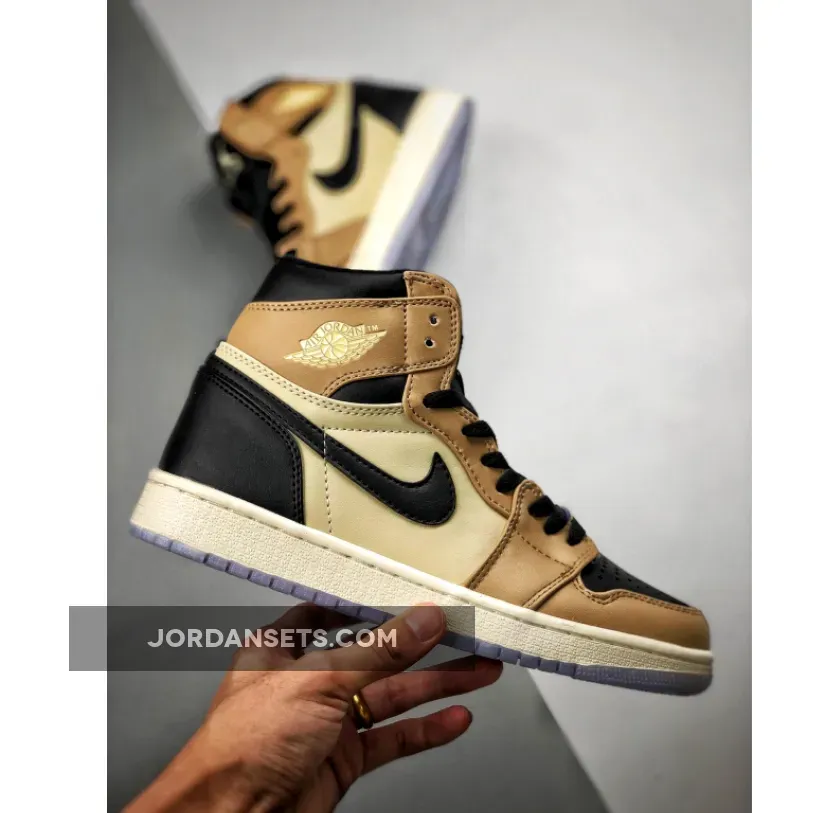 Air Jordan 1 High Premium Black/Fossil-Pale Ivory / Black Mushroom AH7389-003