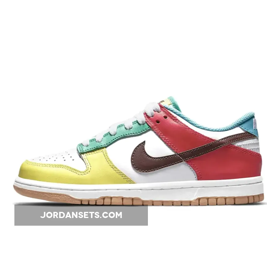 Nike Dunk Low Free 99 GS Asymmetric Multi For Womens CZ2496-100 / dunk low se gs 'free.99 - white'