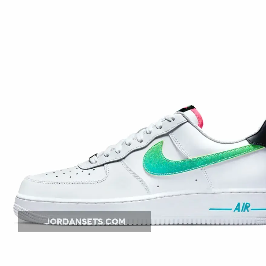 Nike Air Force 1 Low White/Aquamarine/Black/Green Strike #green and pink air force 1