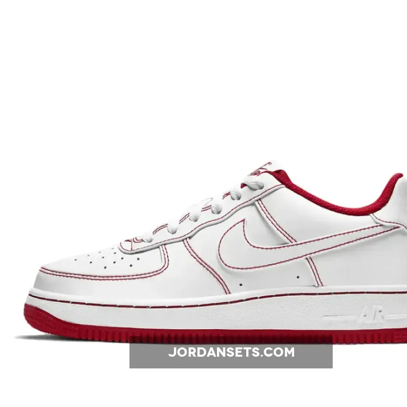 Nike Air Force 1 GS White Red Stitch For Womens CW1575-100 / stitched air force 1
