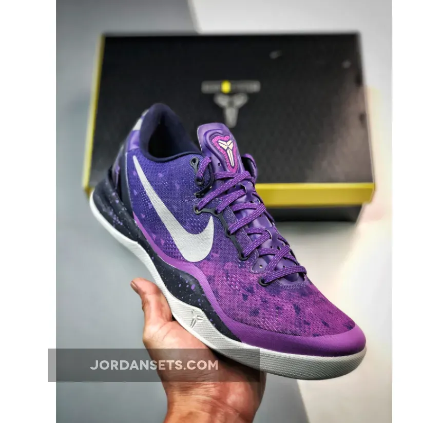Nike Kobe 8 System Playoffs Court Purple Platinum 555035-500 #purple and gold kobe shoes