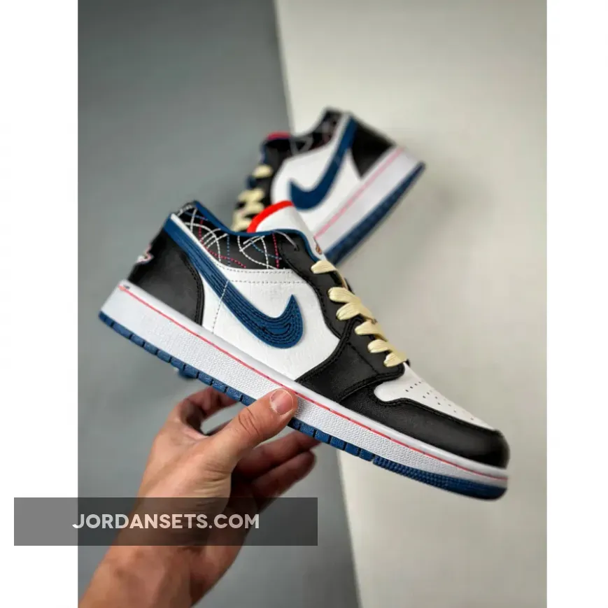 Air Jordan 1 Low White/Industrial Blue-Black-Siren Red FV3622-141