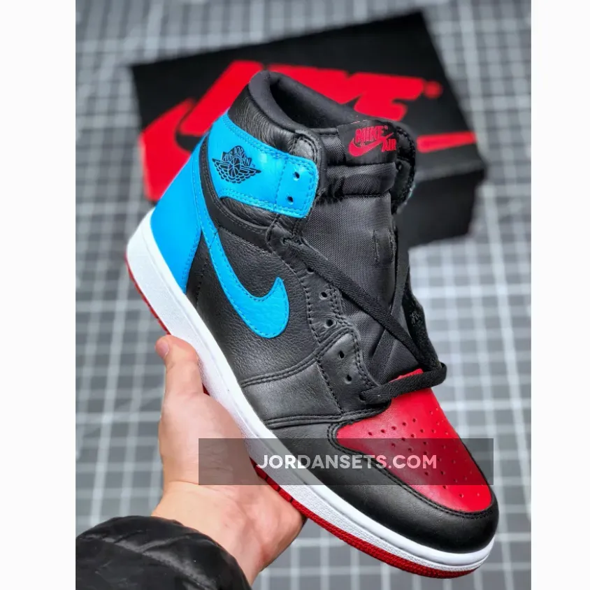 Air Jordan 1 High Og Wmns Unc To Chicago BLACK/DARK POWDER BLUE/GYM RED AJ1