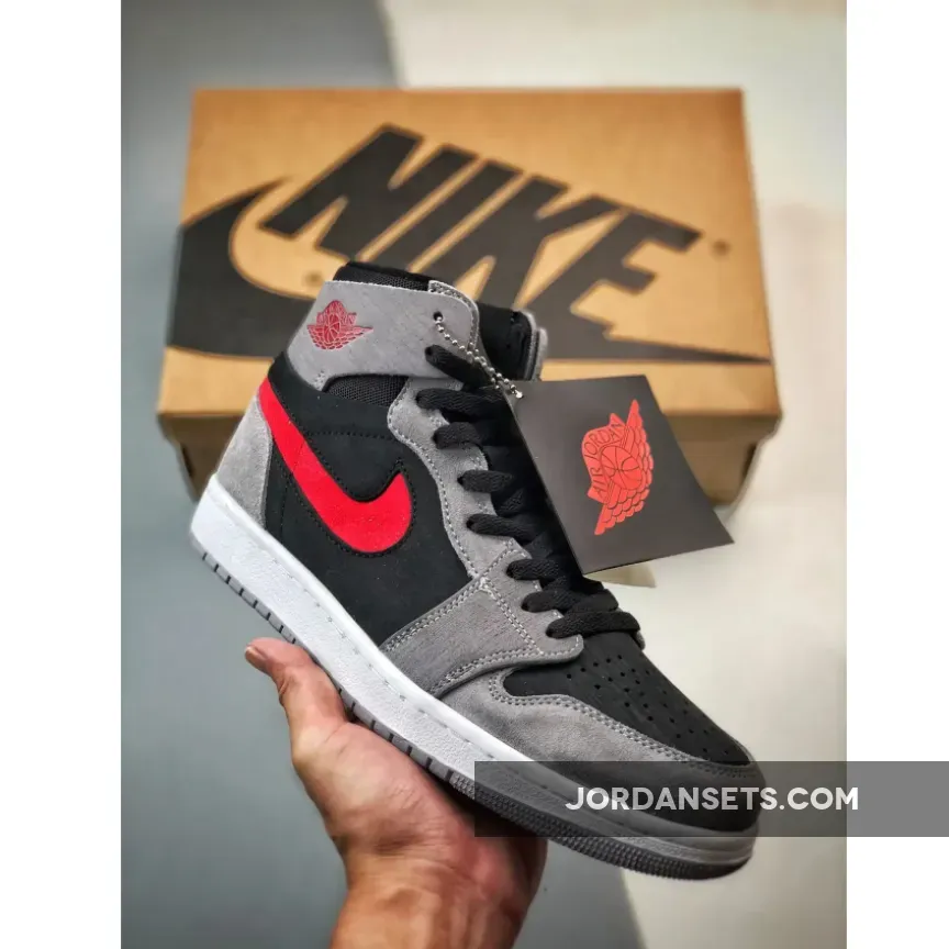 Air Jordan 1 High Zoom CMFT 2 Black/Fire Red-Cement Grey-White