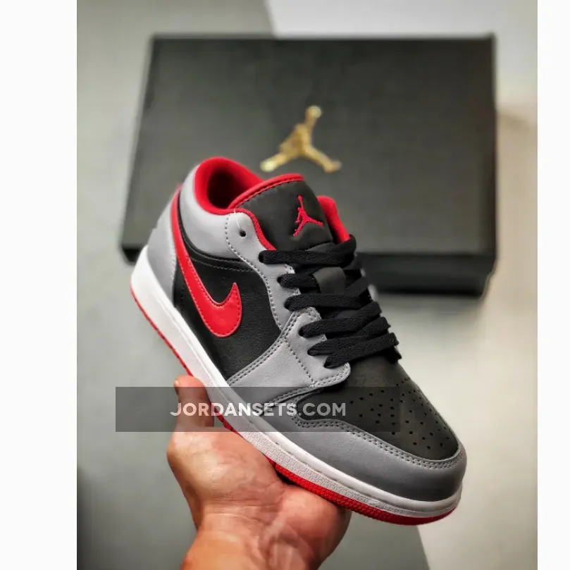 Air Jordan 1 Low Black/Cement Grey-Fire Red