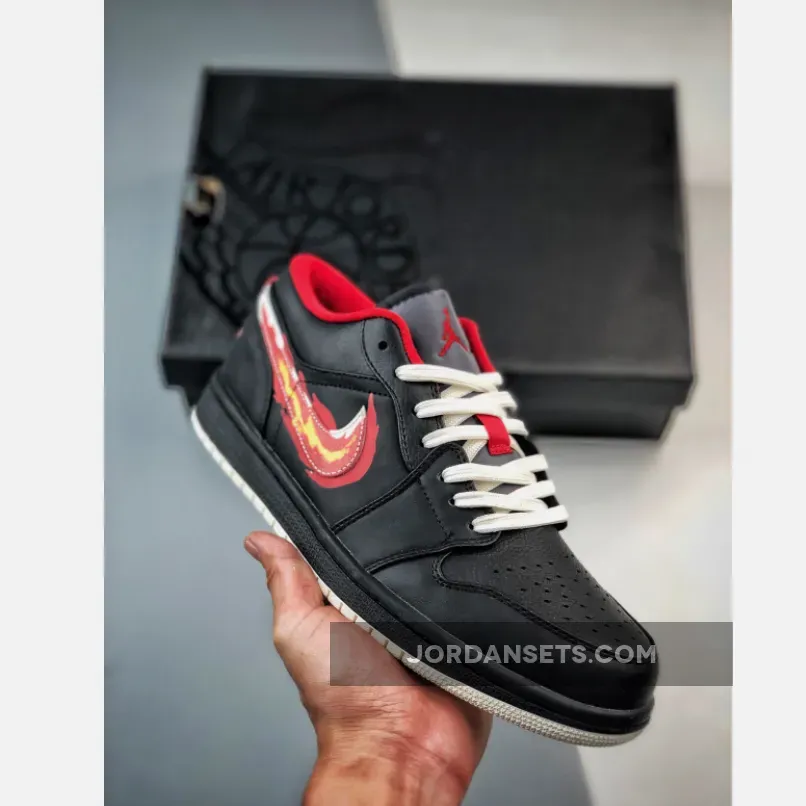 Air Jordan 1 Low ‘Born To Fly’ Black/Sail-White-Fitness Red