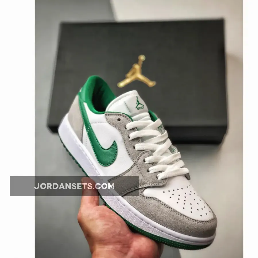 Air Jordan 1 Low Golf White/Pine Green-Light Smoke Grey