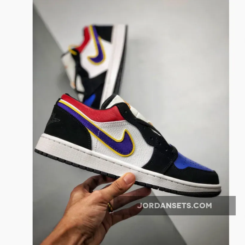 Air Jordan 1 Low "Lakers Top 3" Unisex Black/Field Purple-White AJ1