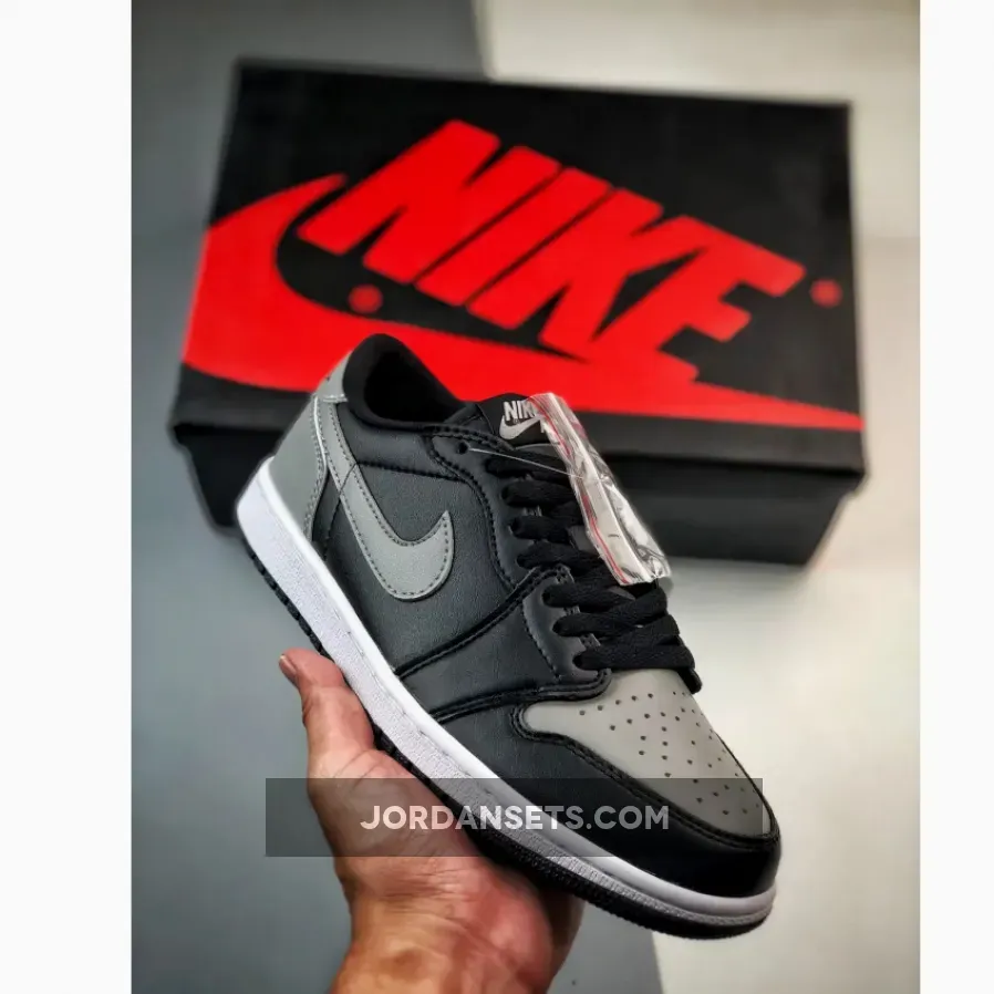 Air Jordan 1 Low "Shadow" Black/Medium Grey-Sail