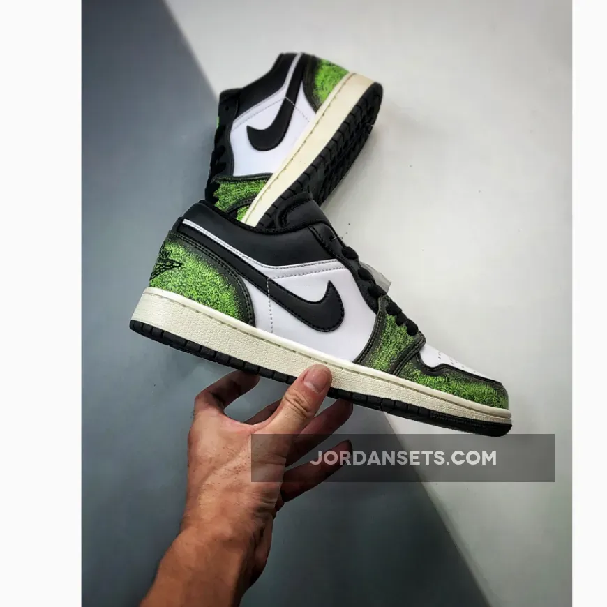 Air Jordan 1 Low Wear Away Black/Electric Green Air Jordan 1 Low Wear Away Black/Electric Green
