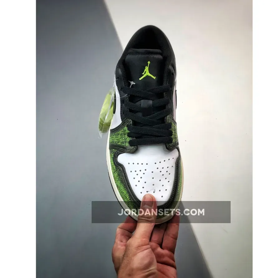 Air Jordan 1 Low Wear Away Black/Electric Green Air Jordan 1 Low Wear Away Black/Electric Green