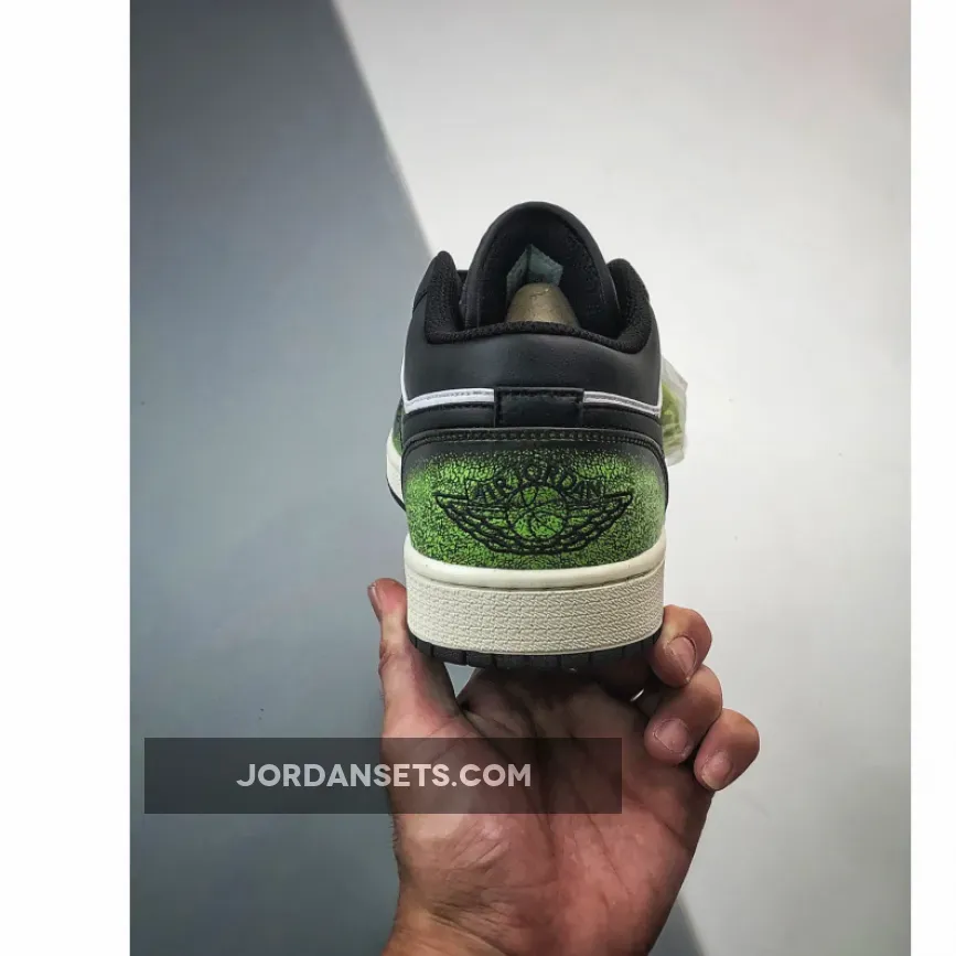 Air Jordan 1 Low Wear Away Black/Electric Green Air Jordan 1 Low Wear Away Black/Electric Green