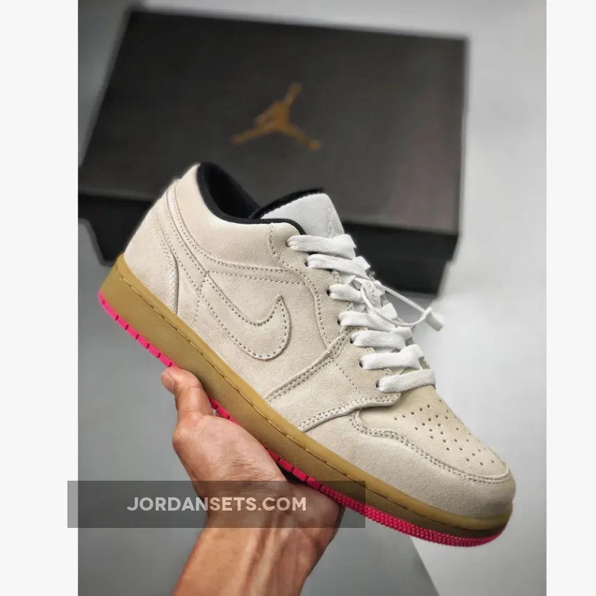 Air Jordan 1 Low White/White-Gym Yellow-Hyper Pink