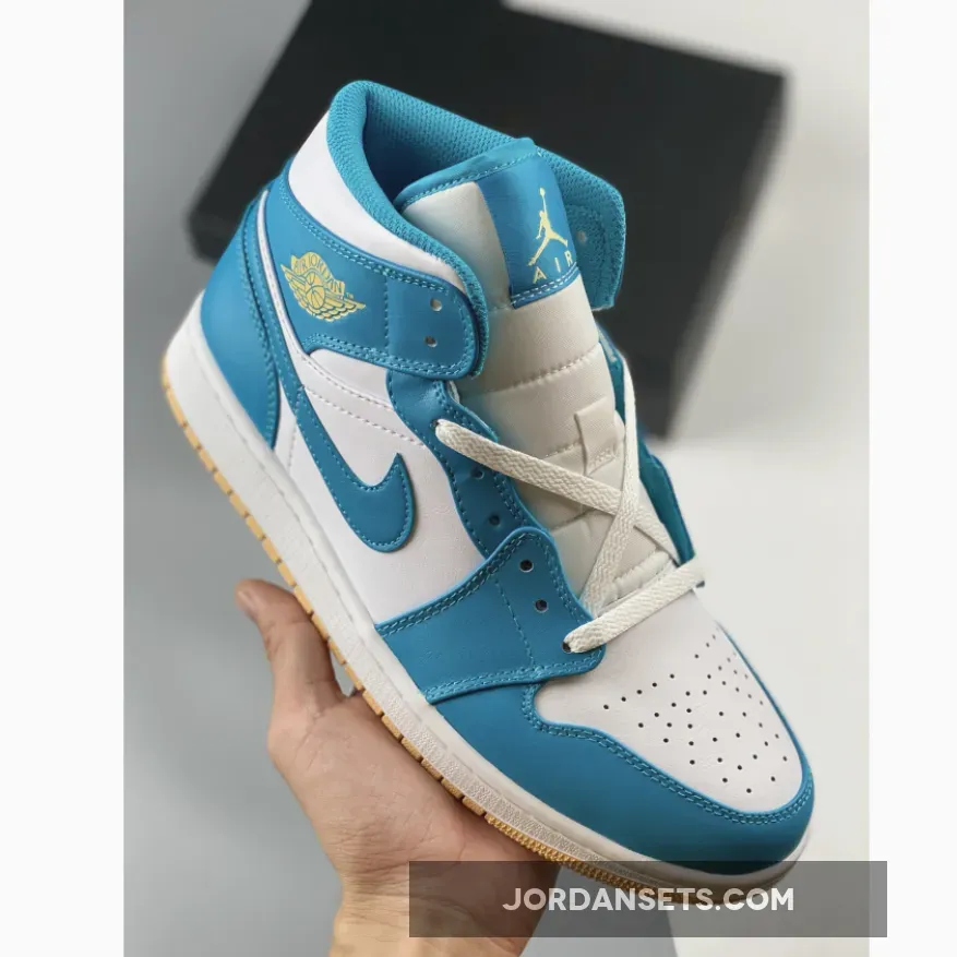 Air Jordan 1 Mid Aquatone/Celestial Gold-White