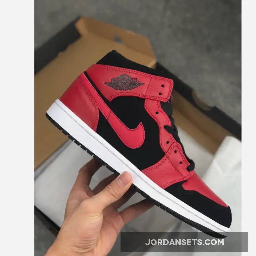 Air Jordan 1 Mid "Bred" Black/Gym Red-White