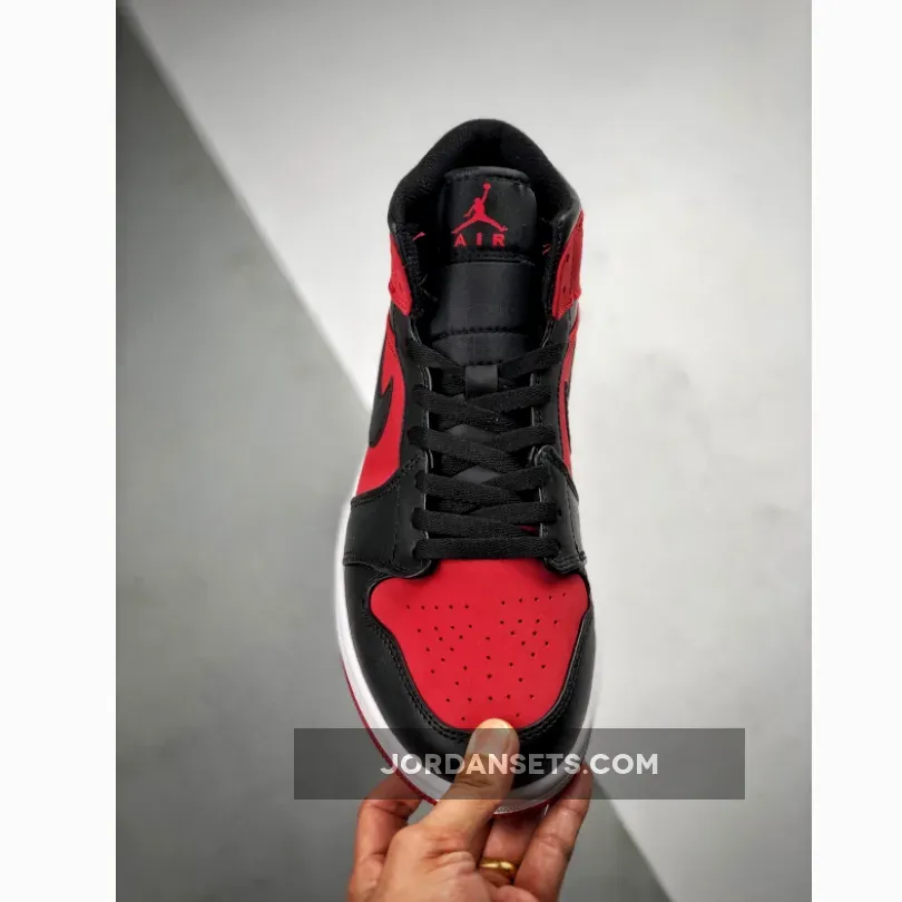 Air Jordan 1 Mid ‘Bred’ Gym Red/Black-White Air Jordan 1 Mid ‘Bred’ Gym Red/Black-White